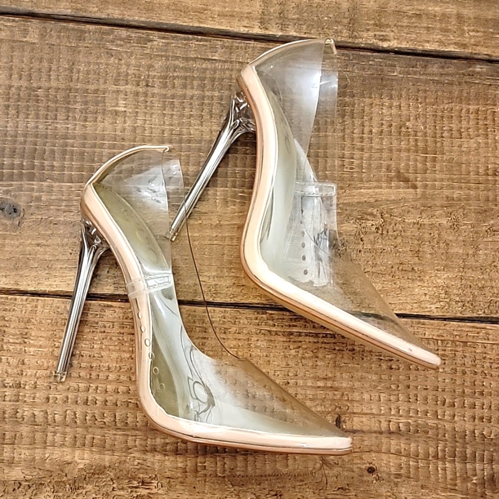 EGO clear / nude heels pumps Sz 5.5 / UK 3. EXCELLENT